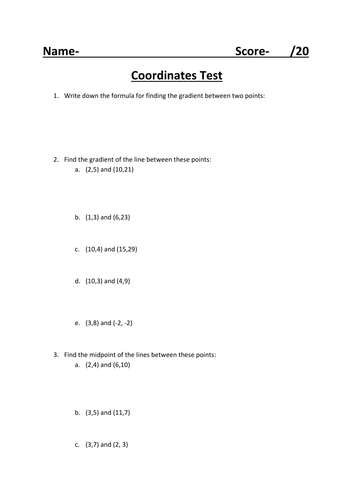 Coordinates Test