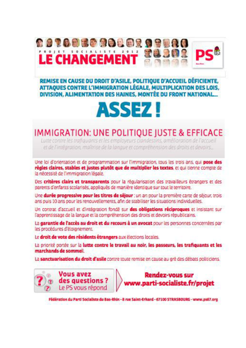 Political tracts of 5 French parties (immigration)