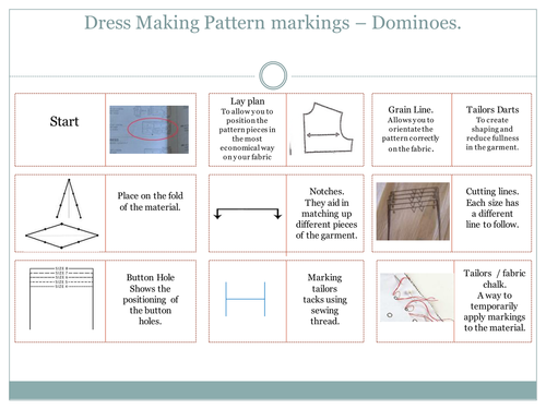 Dress making pattern markings - dominoes