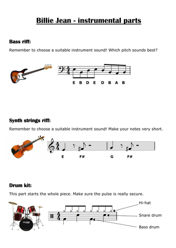 Billie Jean Parts Teaching Resources