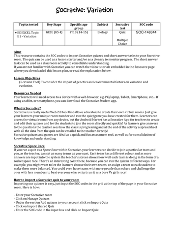 Socrative: Variation
