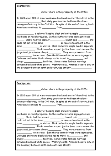 Segregation fill the gap activity