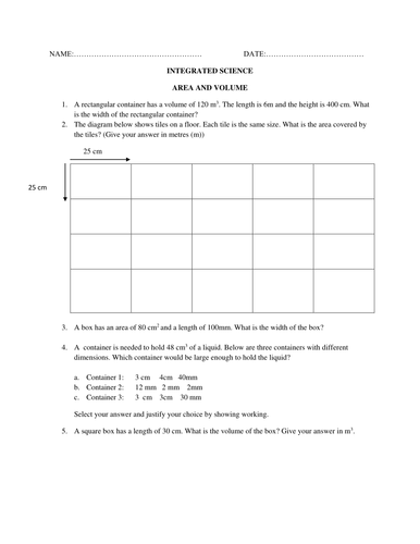 area and volume teaching resources