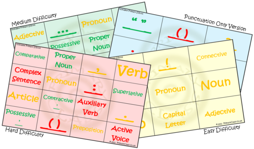 Punctuation Bingo Cards with Question Master