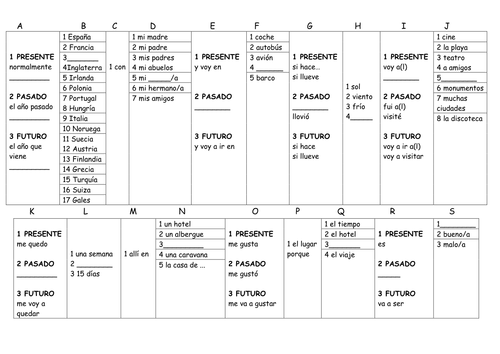Holidays Language Grid