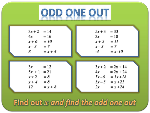 Solving Equations Odd One Out Plenary