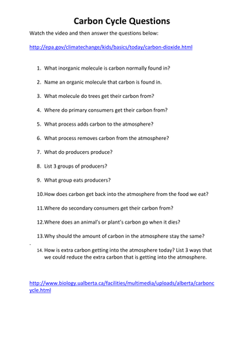 Carbon Cycle Activity | Teaching Resources