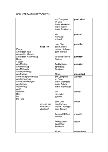 Toolkit: Berufspraktikum III