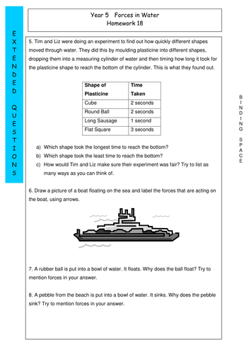 Forces in water Homework 18