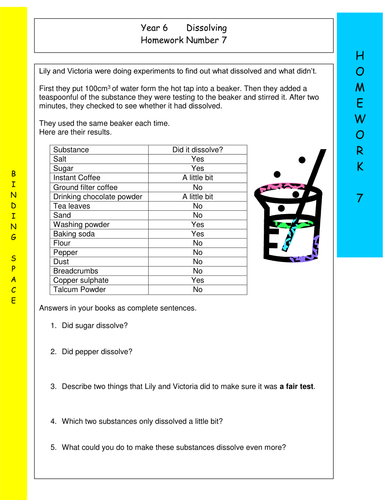 Dissolving Y6 Homework 7