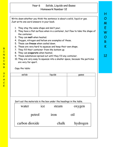 Solid, liquid gas worksheet grade 7 image