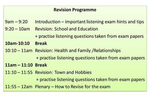 3 hr revision session GCSE French Listening Higher