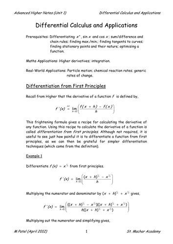 AH Notes 3 (Differential Calculus)