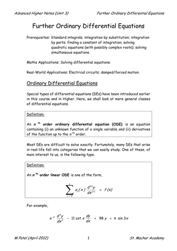 AH Notes 15 (Further ODEs)