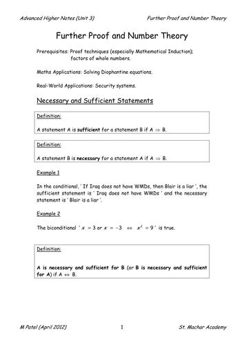 AH Notes 16 (Further Proof and Number Theory)