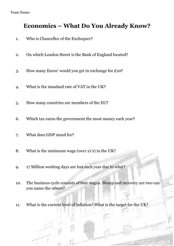 Introduction To Economics Quiz