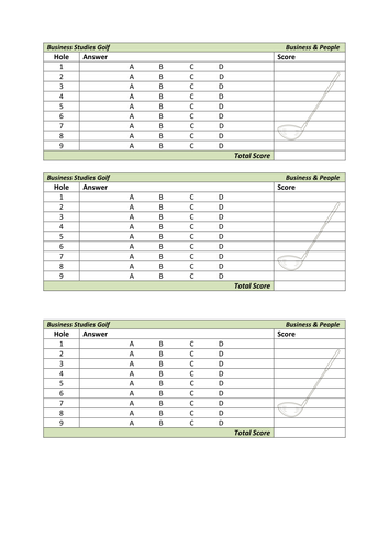 Business Studies Golf