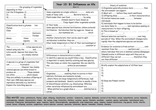 B1 Revision - Influences on Life (Part 1)