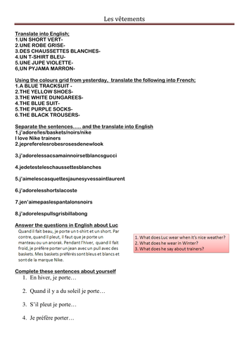 Clothes and weather cover work