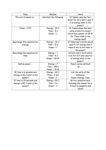 Power Calculations- mixed