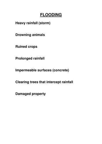Flooding causes/consequences card sort