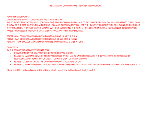 Medieval church game