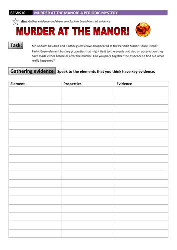 Periodic Table Murder Mystery! Atoms and Elements