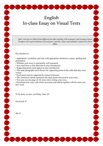 level 2 english visual text essay