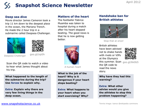 Snapshot Science Junior Newsletter (April)