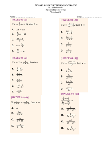 ks3 algebra formulae worksheets teaching resources