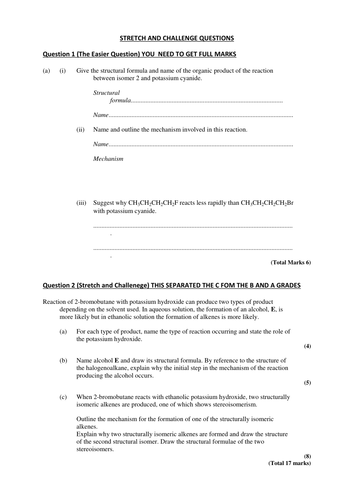 AS AQA Chemistry Unit 2 Mechanism questions.