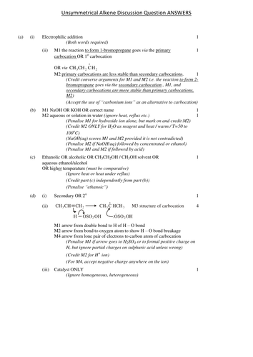 Unsymmetrical Alkenes