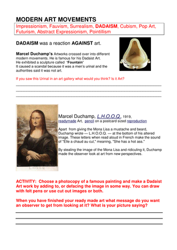 Duchamp worksheet