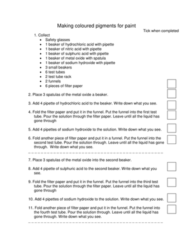 making colored paint pigments