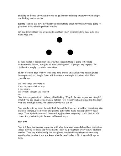 creative thinking and illusions activity