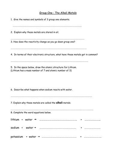 group 1 worksheet