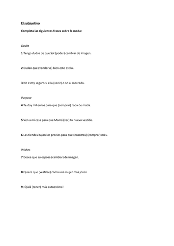 Subjunctive with Fashion