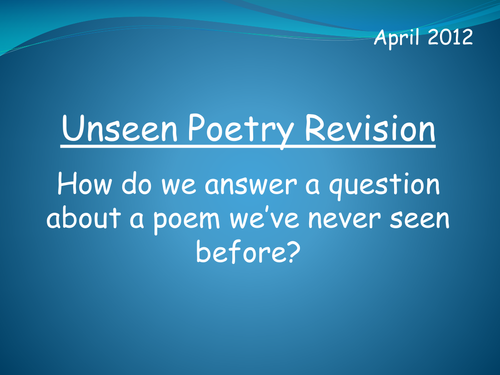 The Unseen Poetry Question - How to Start