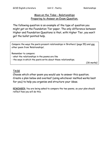 Planning to answer an exam question (Brothers)