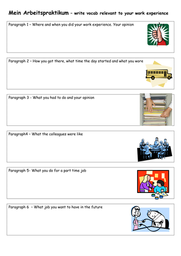 Work experience writing frame