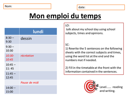 Mon emploi du temps