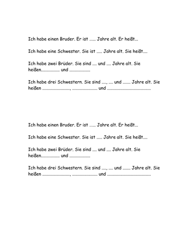 Siblings' names and ages