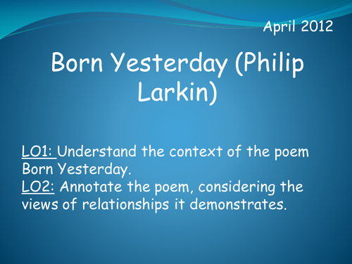 Born Yesterday (Philip Larkin)