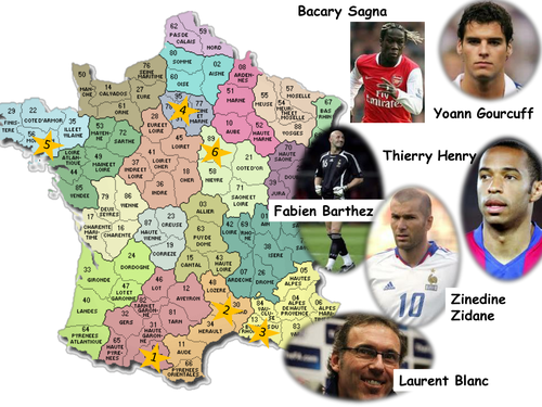 Regions of France by footballer.