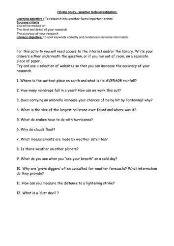 12 'interesting weather' questions for students