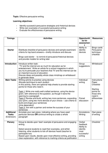 Persuasive writing revision lesson