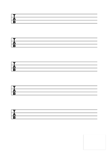 Bass Guitar Blank Tab Sheet Music by benwhite1986 - Teaching Resources