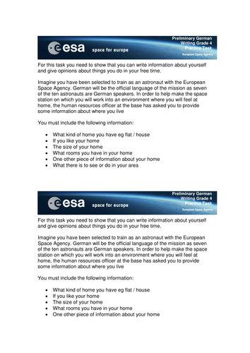 2 writing tasks for budding astronauts