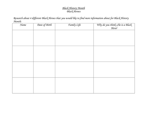 black history month worksheet