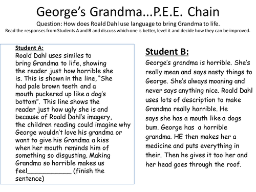 PEE CHAIN REVISION: George's Grandma | Teaching Resources